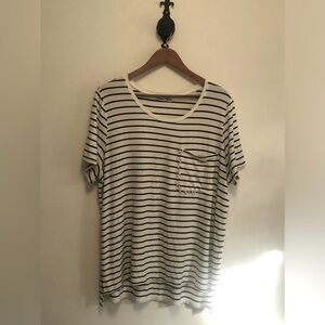 Dex Black and White Striped Short Sleeve Tee